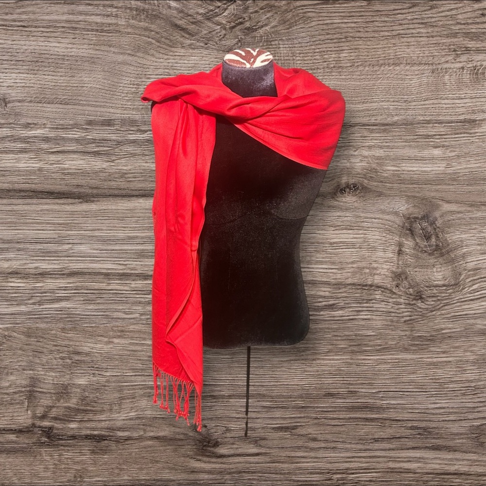 Jones New York Red Scarf Wrap Fringed